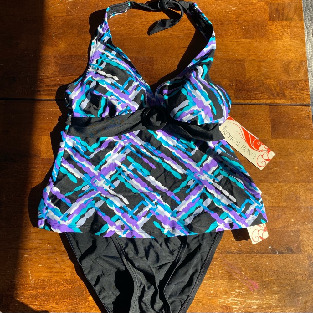 Tropical Honey Tankini Set Size 8 Halter Tie Top new with tags